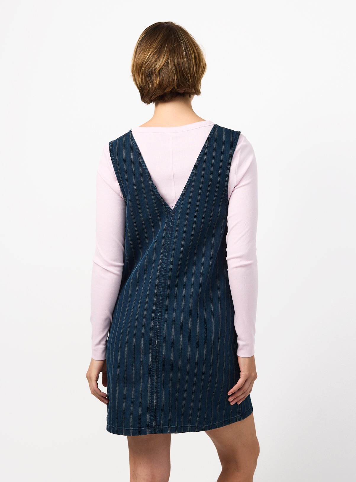 Textured Denim Stripe Sleeveless Mini Dress 14 - Image 4 thumbnail